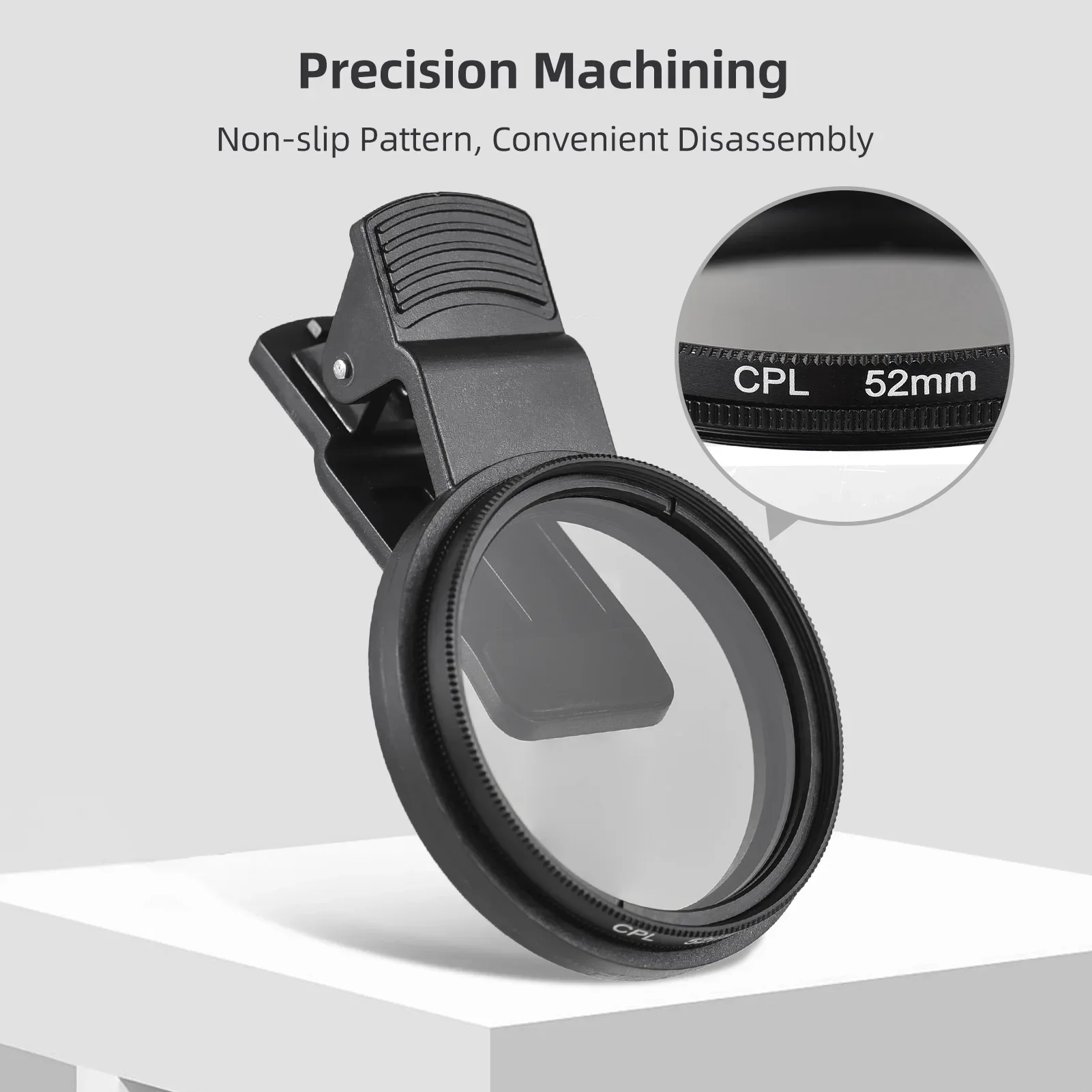 52MM CPL Filter Circular Phone Camera Lens Clip-on Polarizer Filter Lens for iPhone 15 14 13 12 Smartphones for Canon Nikon DSLR