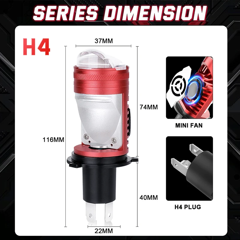 2 قطعة 1000 واط H4 BI Led العارض عدسة H4 مرحبا/لو شعاع سيارة العلوي لمبة سيارة LED العلوي عدسة صغيرة العارض LHD RHD 6000 كيلو 12 فولت #6