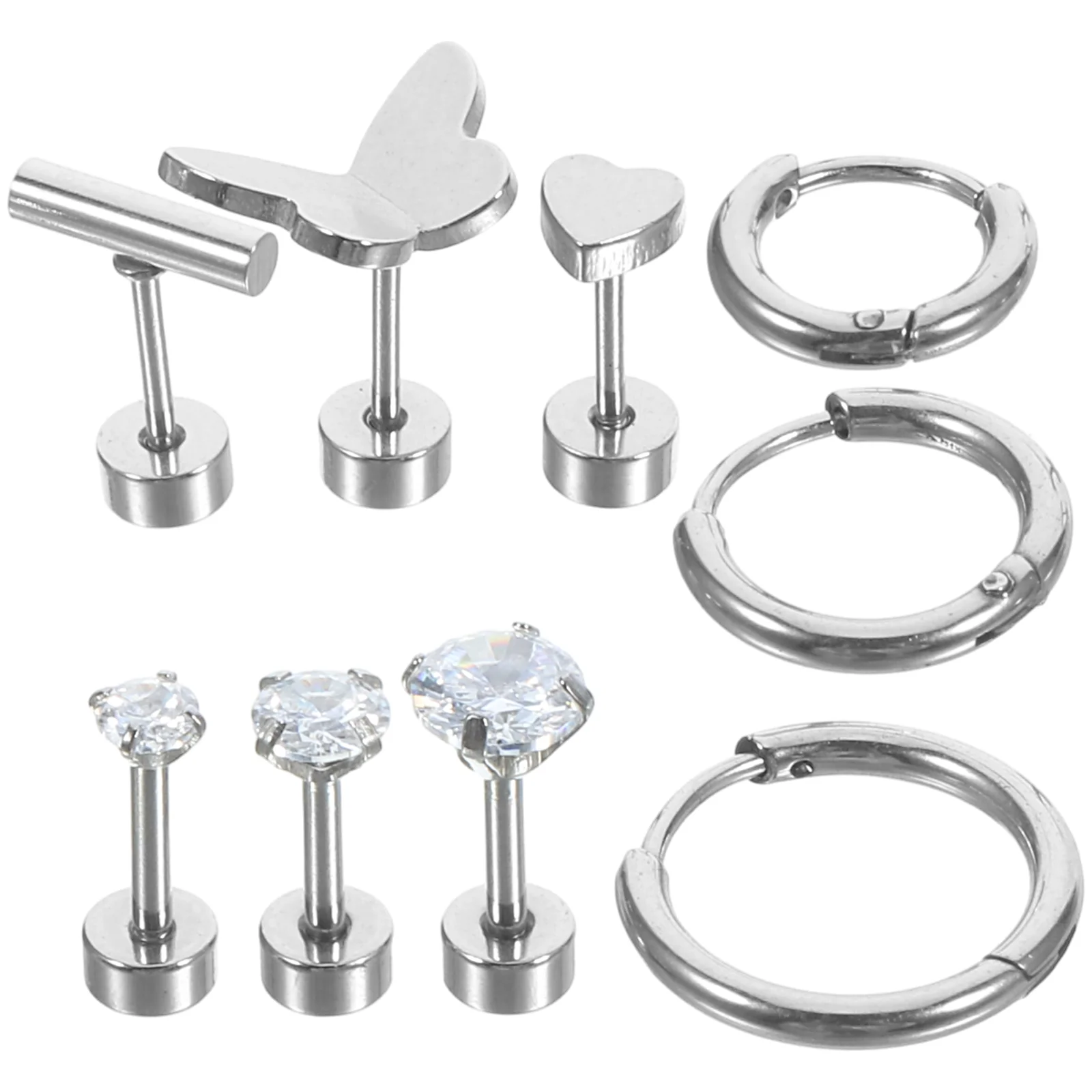 

9 Pcs Earrings Set Small Silver for Women Puncture Cartilage Hoop Miss