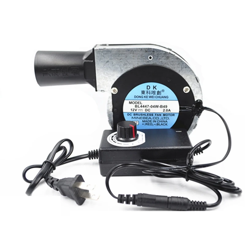 DC 12V BBQ Fan 2.0A 11028 Small Portable Turbo Blower High-Volume with Air Collecting Port Power Supply Speed Controller