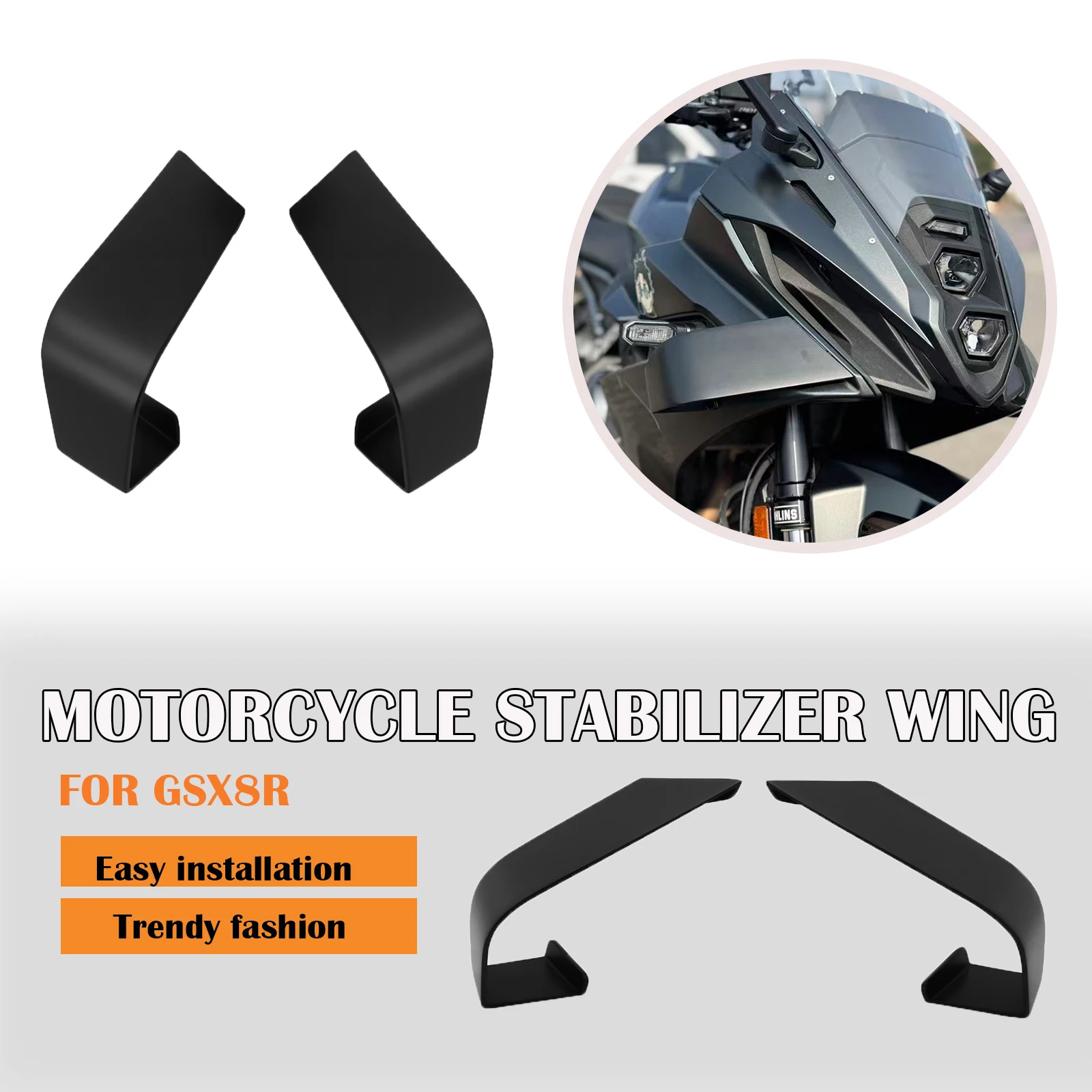 

Спойлер переднего клюва для мотоцикла GSX8R 2024-2025, прижимная сила, голые фронтальные спойлеры, крылышко, аэродинамическое крыло, передний спойлер