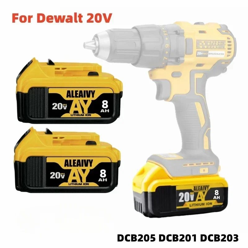 ของแท้ DCB200 20V 8000mAh แบตเตอรี่ทดแทนแบตเตอรี่ลิเธียมสําหรับ DeWalt 18V DCB184 DCB200 DCB182 DCB180 DCB181 DCB182 DCB201 DCB206