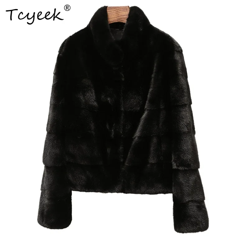 

Tcyeek Natural Whole Mink Fur Coat Woman Clothes Stand Collar Winter Jacket Women Warm Luxury Real Fur New in Coats Abrigo Mujer