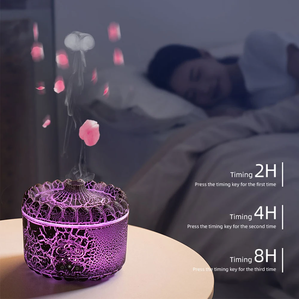 

USB Jellyfish Aromatherapy Air Humidifier Electric Table Diffuser with Volcano Crack Light for Home Office Decorative Humidifi
