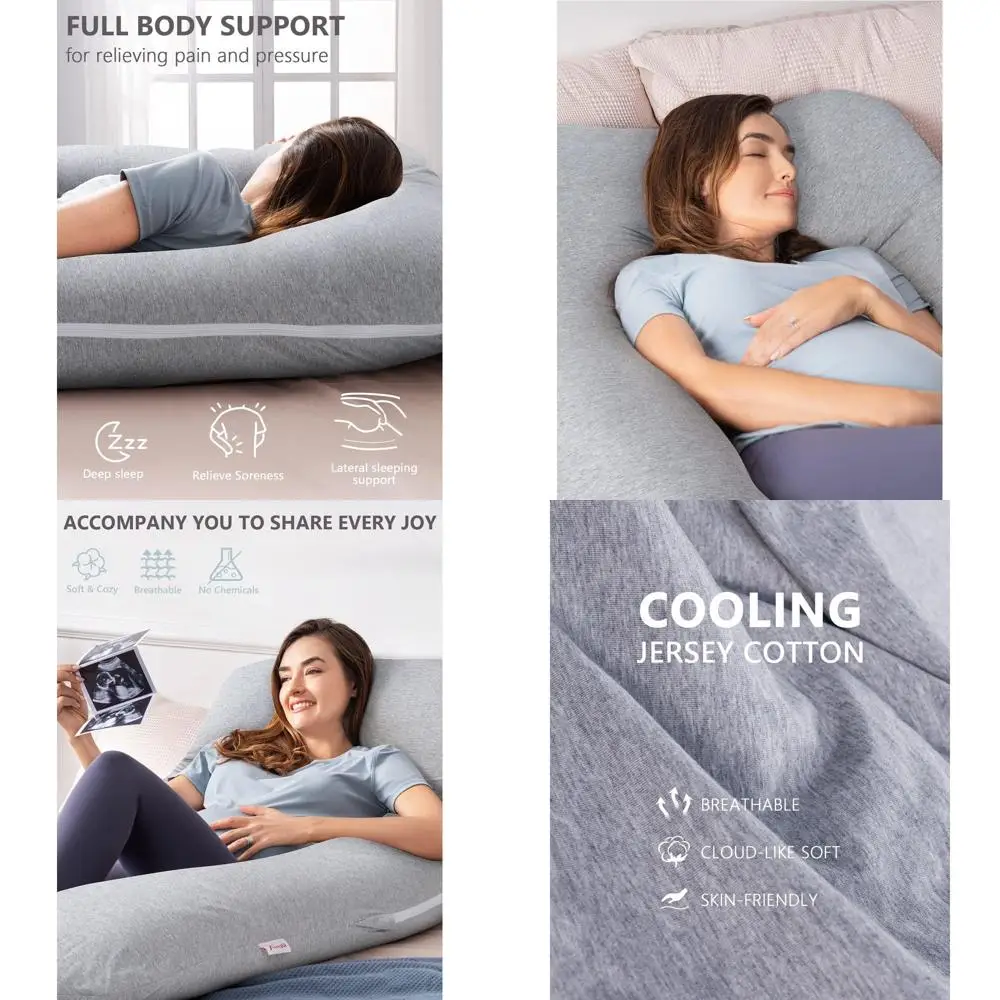 

55, серая U-образная подушка для беременных с охлаждающим чехлом для комфорта сна беременных