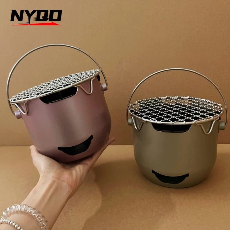 

Miniature small carbon stove - Portable outdoor stainless steel round stove for making tea and roasting meat Outdoor Stove