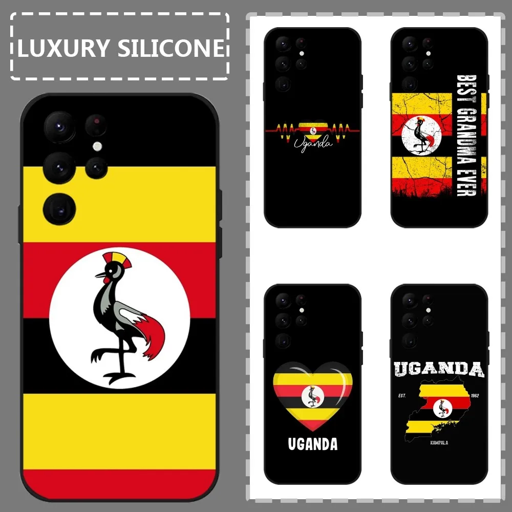 

Flag Of Uganda Pattern Phone Case For Samsung Galaxy S24 Ultra S22 S23 Ultra S21 S20 5G Protective Silicone TPU Funda