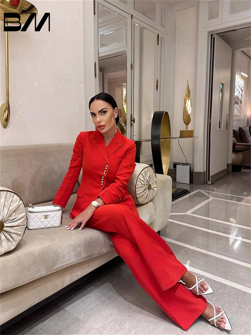 Classic Red Women Pant Suits 2024 Spring Summer Office Suit Simple Business Suits Wedding Tuxedo Blazer Customized