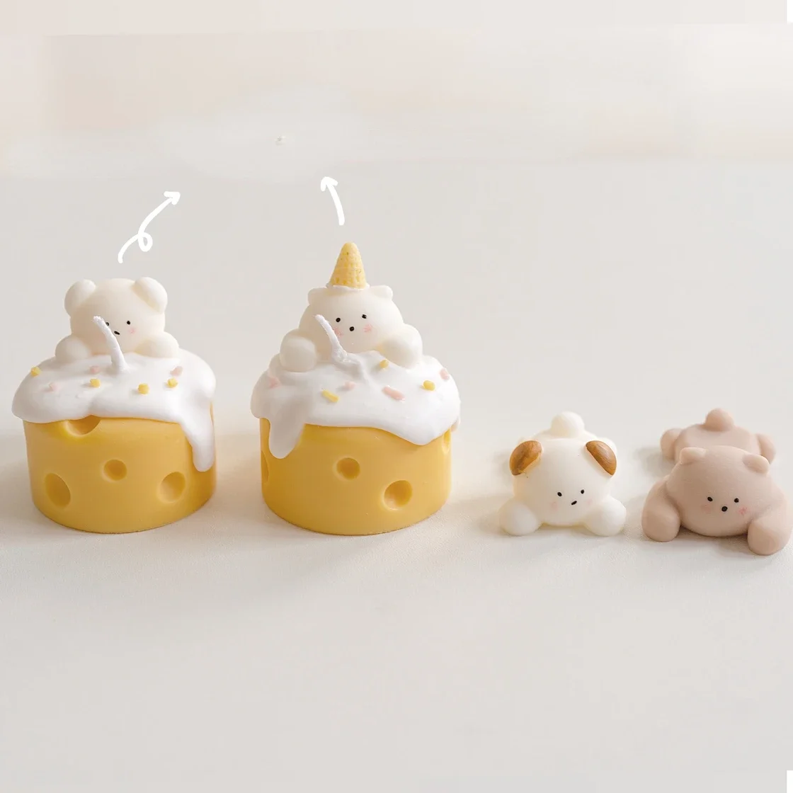 Papa Bear Dog Silicone Candle Mold Diy Scented Wax Material Cute Dessert Small Accessories Candle Making Kit