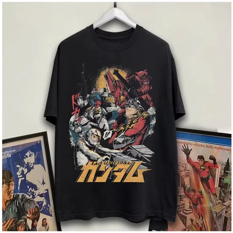 Japanese Anime Gundam Printed T-shirt Men's and Women's T-shirt Men's Top Sports T-shirt Men's T-shirt Summer Tee 2026 New