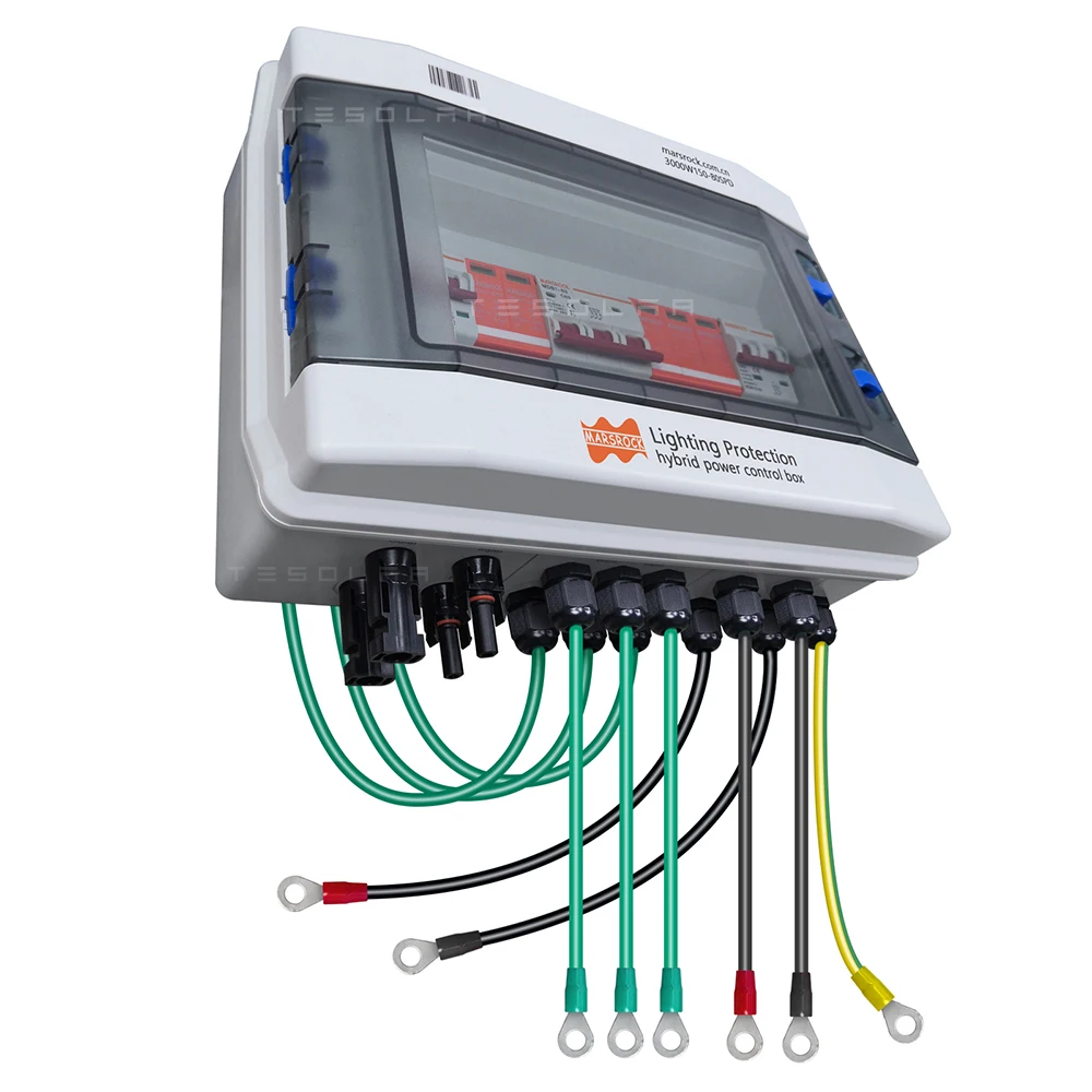 Caixa de Distribuição ac com Spd Surge Protection Prendedor Iluminação Vento Solar Hybrid Power Control Box pv dc Combiner