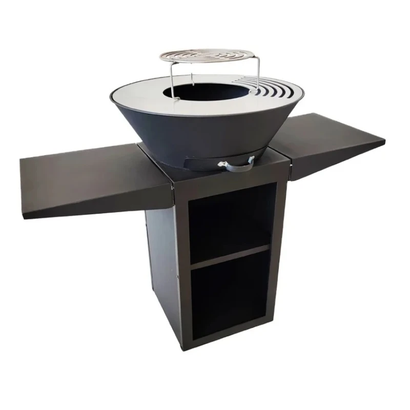 

Сверхмощная стальная костра для барбекю, черная с боковой пластиной