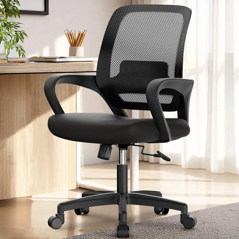 Ergonomic Mesh Computer Chair with Adjustable Height and Lumbar Support for Comfortable Swivel Seating