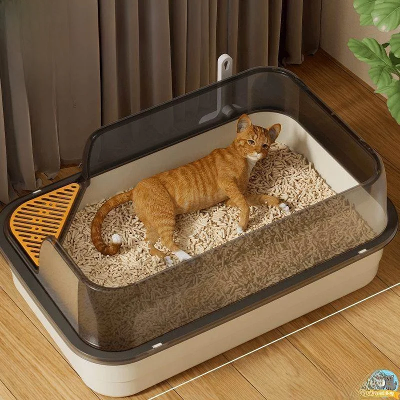 

XL Large Semi-Closed Open Sle Litter Box Anti-Stray Durable Toilet for Kittens And Adult s Pet Supplies