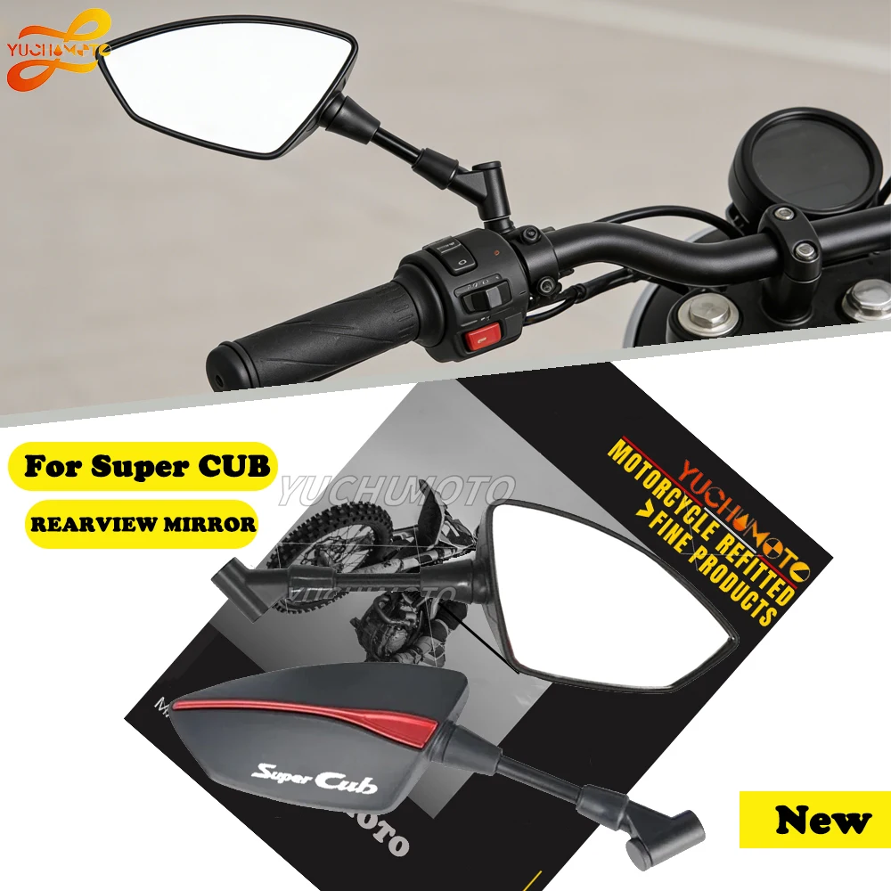 For Super CUB C50 C70 90 110 C125 C 50 102 125 125CC Motorcycle Accessories 8mm 10mm Universal Adjustable Rearview Mirrors