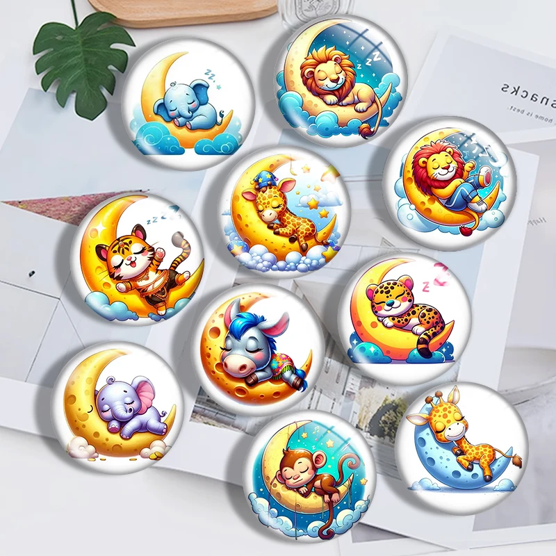 Sleeping Baby Animals 12mm14mm/16mm/18mm/20mm/25mm/30mm Round photo glass cabochon demo flat back Making findings Jewelry