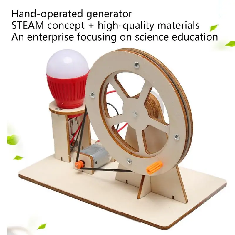 Generador de juguete eléctrico con manivela, Kits de ciencia, Kit de ciencia educativa de madera, generadores, proyecto científico para niños