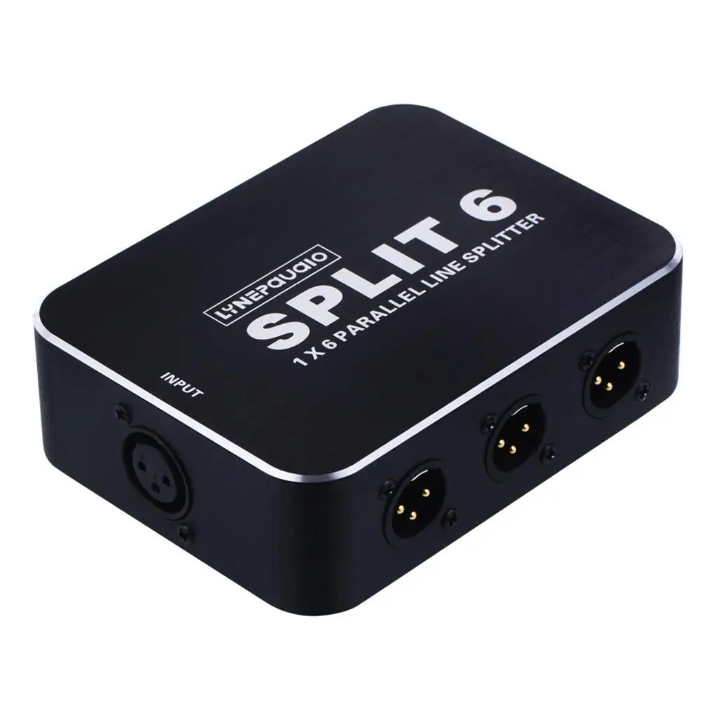 XLR Splitter 6 Level Signal Splitter Audio Speaker Peralatan Studio Hitam