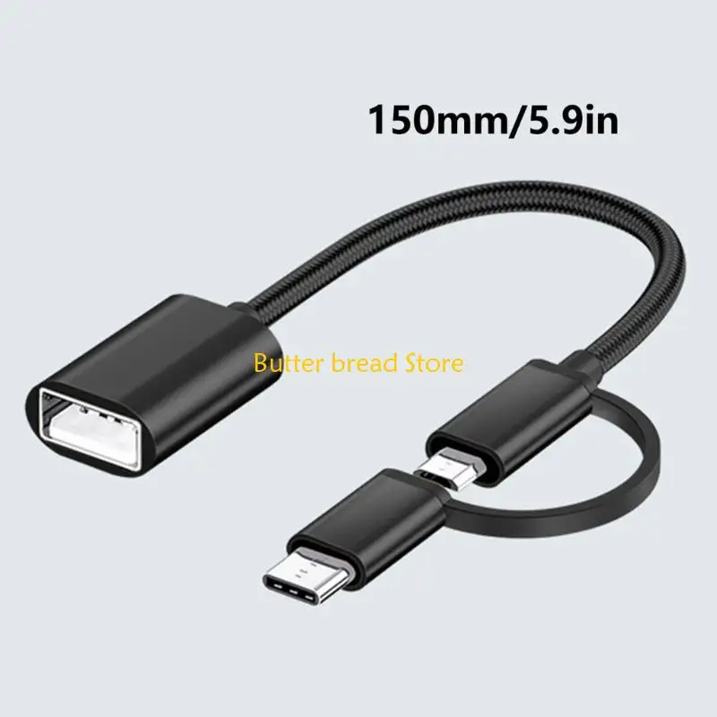 W89C Nylon OTG Adaptador Multifunción OTG Cable 5.9 pulgadas para conexión dispositivo suave