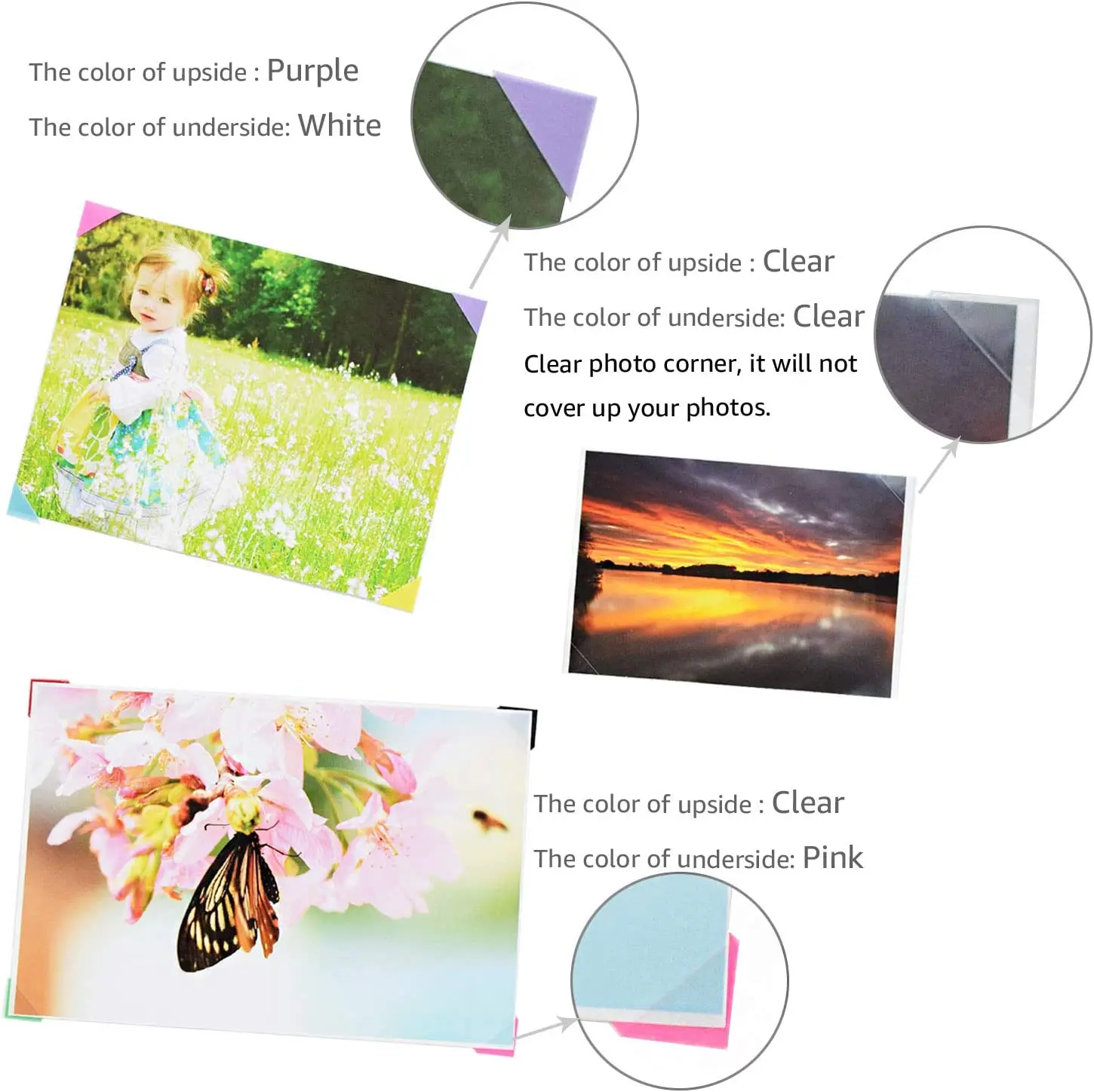スクラップブックの写真のためのランダムな色の写真の取り付けコーナーステッカー写真旅行DIYクラフト