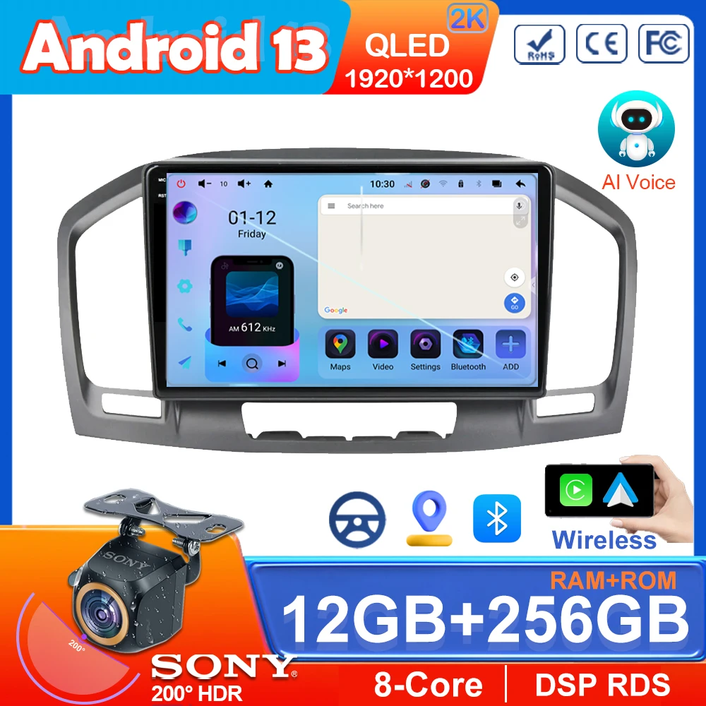 Car Android 13 For Buick Regal Car Stereo For Opel Insignia 2009-2013 Radio Multimedia Player GPS Navigation QLED 1920*1200 2Din