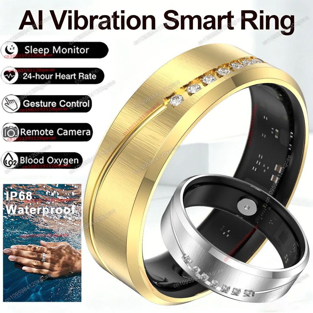 

Smart Ring with Bluetooth Call Reminder, Vibration Alarm, Health and Sleep Monitor, IP68 Waterproof Men Smart Ring Holiday Gifts