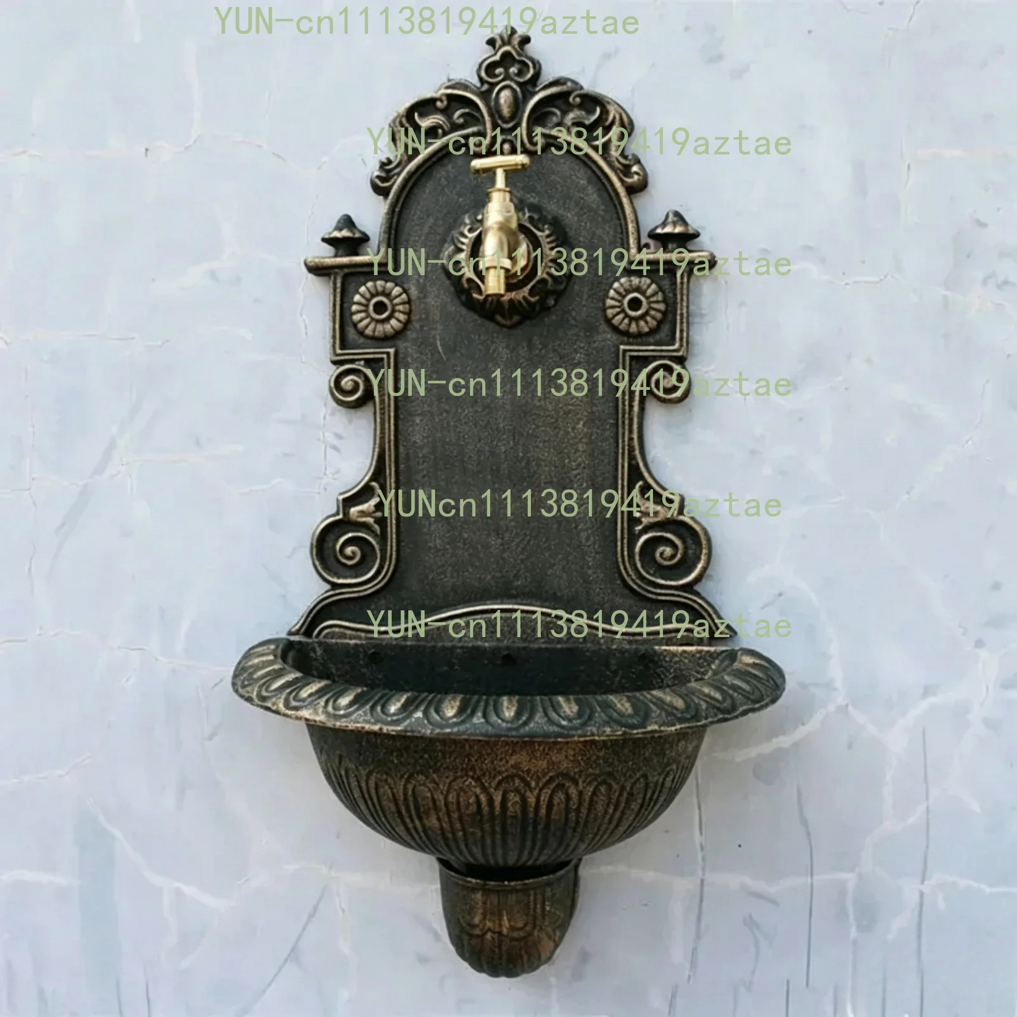 Antique Go-ld Cast Wall Mounted Hand Sink Farm House Ho-me Garden Decor Heavy Metal Wash Stand Hand-made Wall Decor Wash Basin