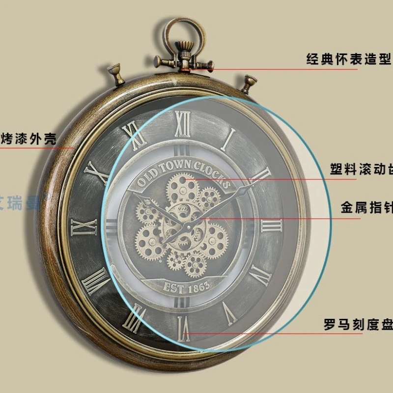 Retro Gear Wall Clocks Living Room High-end Metallic Wall Clocks Wholesale Durability Home Decor Relojes De Pared ZY40BGZ
