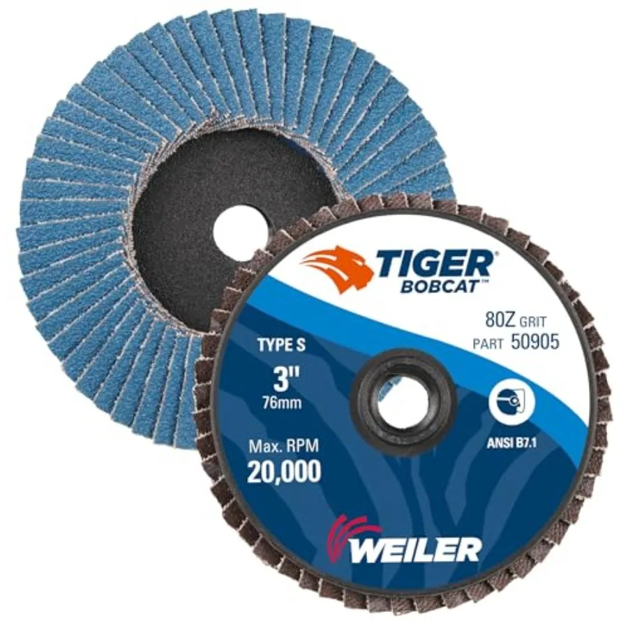 

50905 Bobcat 3" Diameter 80 Grit Zirconium Plastic Backing Type 29 Specialty Abrasive Flap Mini Disc Pack of 10