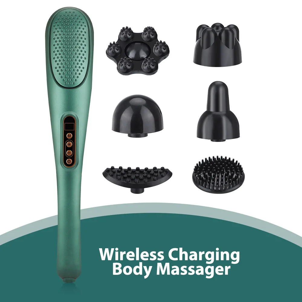 6 In 1 Hand Held Body Massager Infrared Heating Vibration Wireless Charging Body Massager Hammer Massage Stick Waist Leg Relax