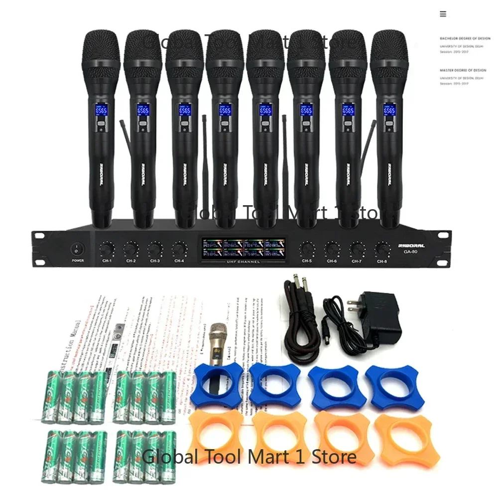 8 Cha-nnel U-HF Wirel-ess Microp-hone GA-80 Pro-fessio-nal Kar-aoke Sys-tem