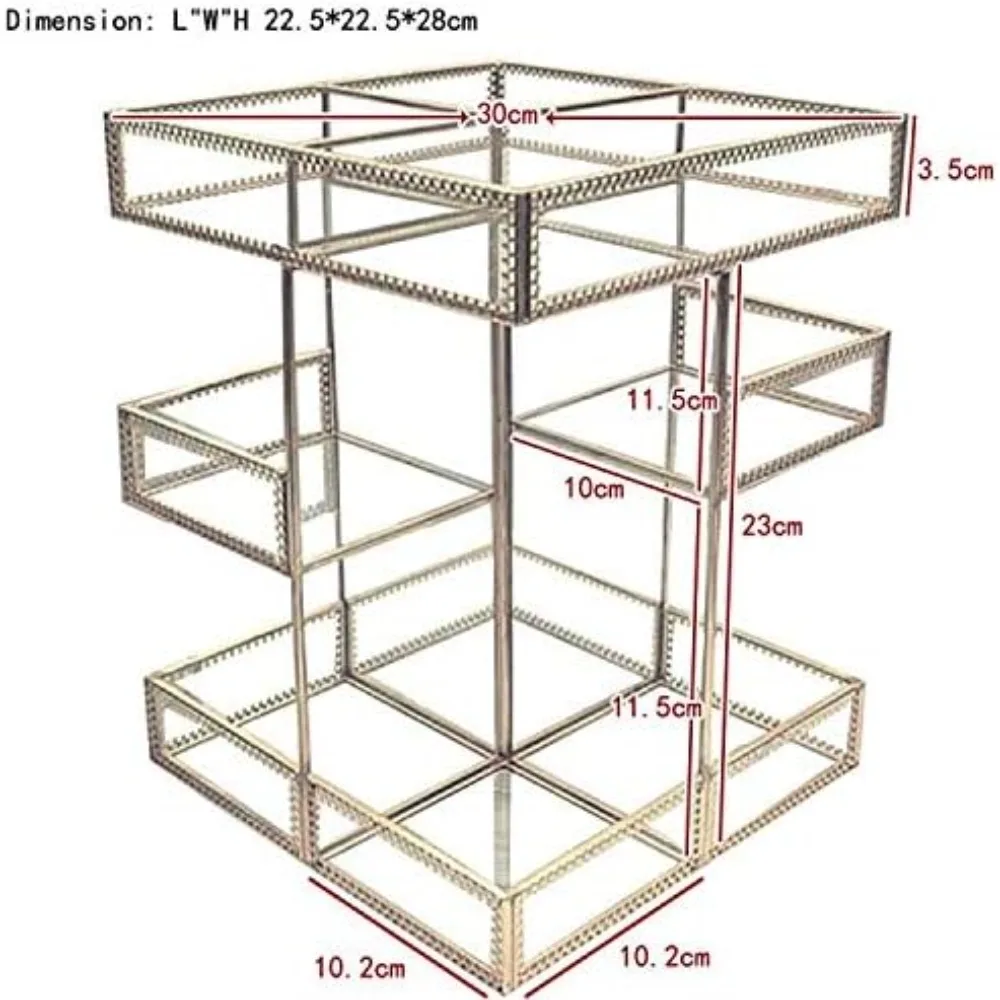 Caja de almacenamiento de cosméticos, organizador de maquillaje con rotación de 360 grados, cristal de espejo, caja de almacenamiento de cosméticos