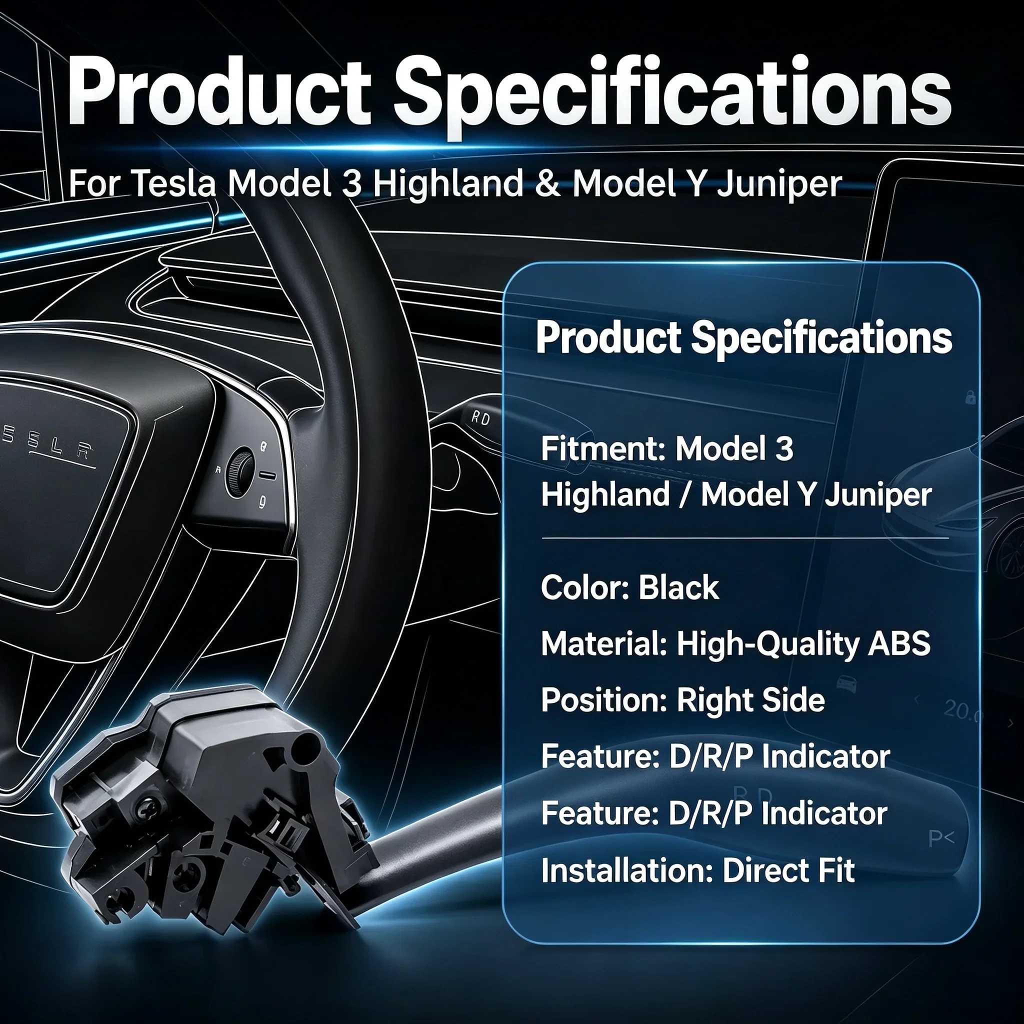 For Tesla Model 3 Highland Model Y Juniper Right Gear Shift Stalk Physical Shifter Handle DPR Indicator Upgrade Kit Amagi