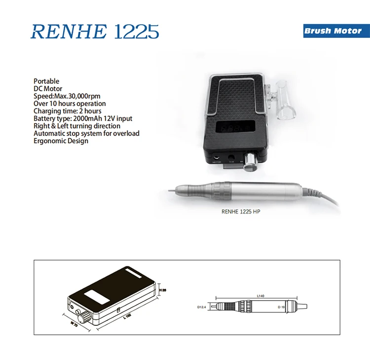 RENHE 1225 Wiederaufladbarer Nagelbohrer 30000RPM 35W 2,35mm Spannzange Tragbare Maniküre-Pediküre-Bohrmaschine Schmuckpoliermaschine – Detail 1