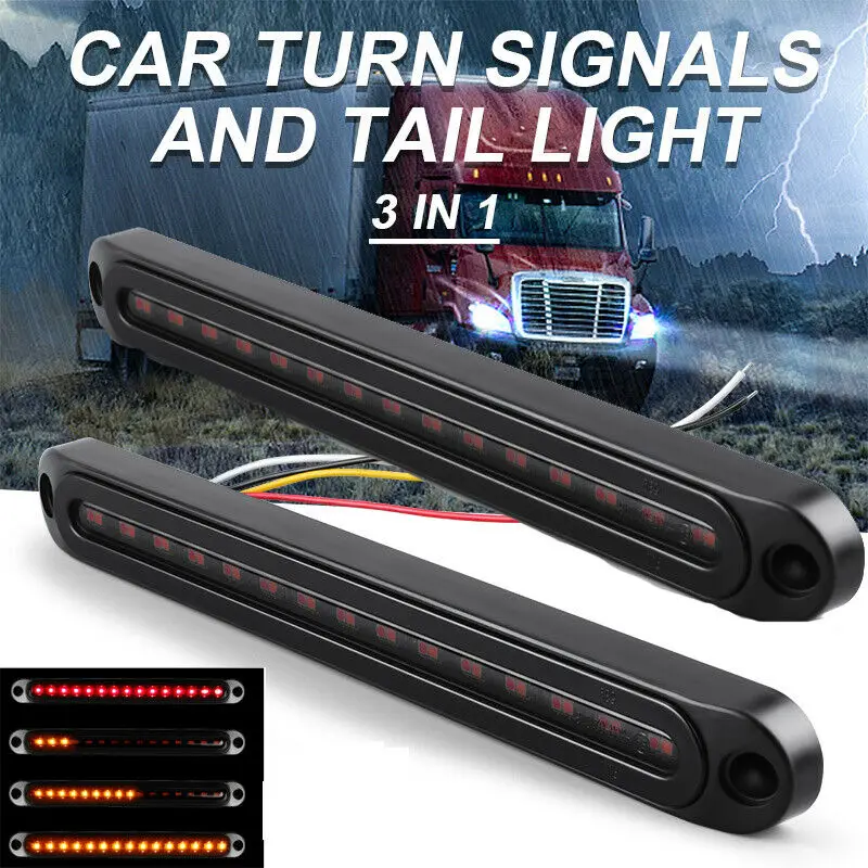 

2X Halo Neon Tail Light 30LED Stop Flowing Turn Signal Brake Rear Truck Trailer