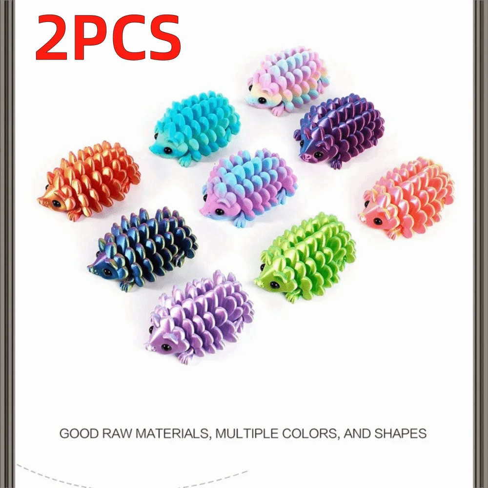 

2Pcs 3D Printed 3D Printed Hedgehog Figurine Articulated Structure Pinecone Colorful Animal Ornament Simulated Hedgehog