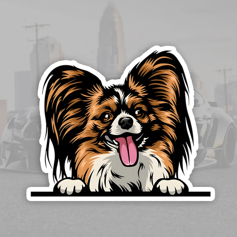 DK322# Papillon Cute Animal Car Decals Bumper Window Stickers Car Accessories Waterproof Vinyl Material