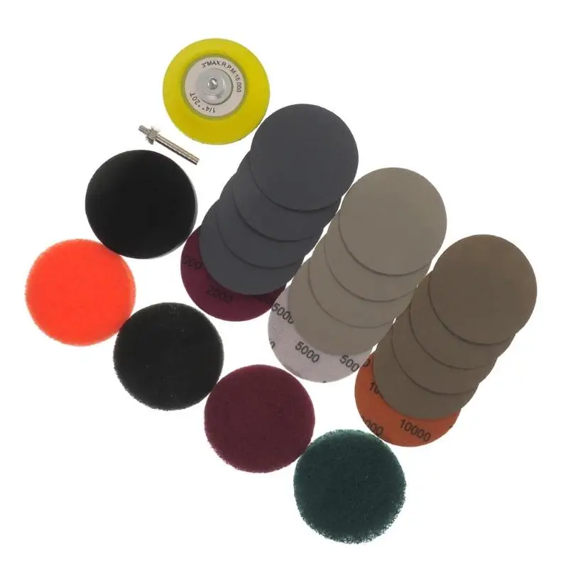 

652F Professional Car Headlight Restoration 21pcs Sandpaper Pad for Drills Tool