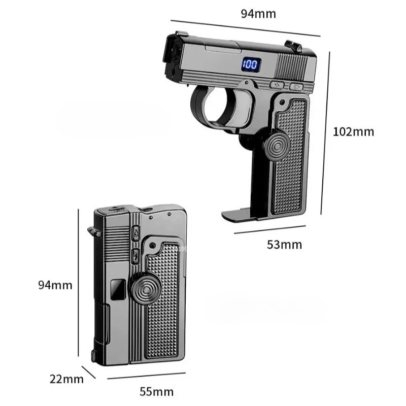 Gas & Electric Foldable Gun Lighter Spinner Fidget Laser Light Lighters Cool Outdoor Camping Smoking Accessory Wholesale
