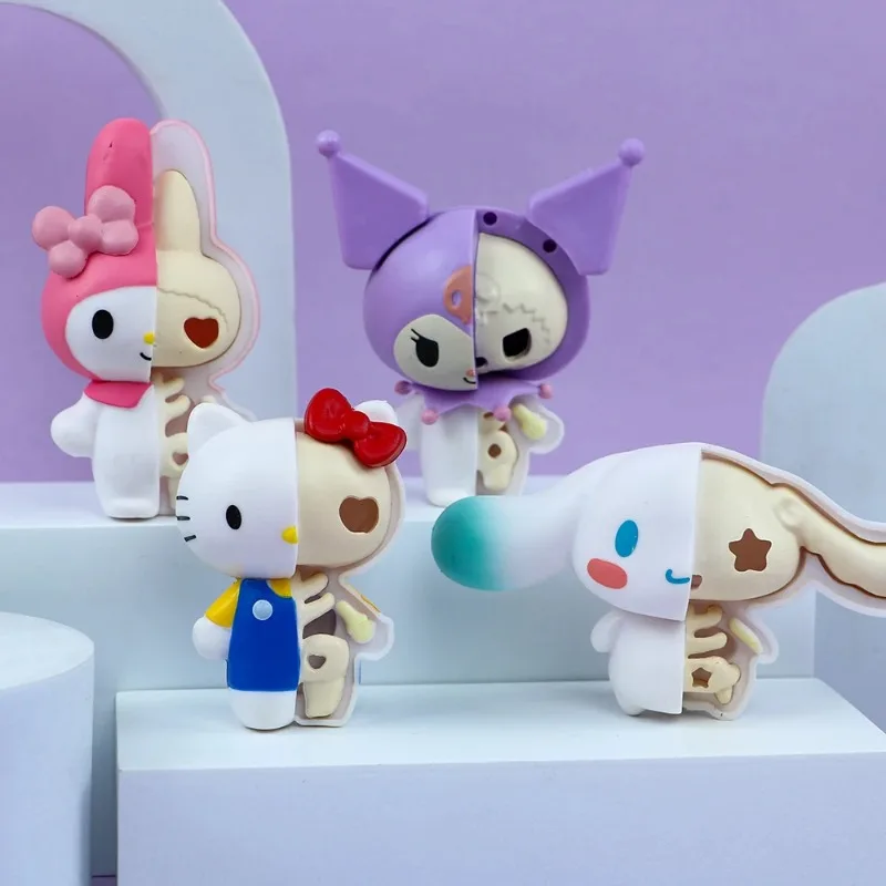 

Sanrio полускелет слепая коробка HelloKitty Kuromi Melody фигурки героев мультфильмов куклы милая модель коллекция игрушек