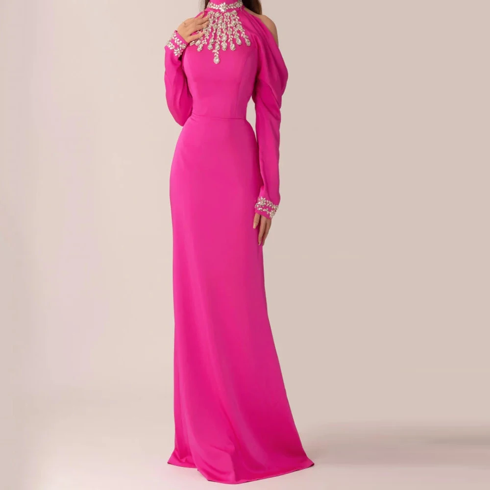 Epoch Long Evening Dress Luxury Crystal  فساتين مناسبة رسمية Mermaid Floor-Length Crepe Cocktail Prom Gown For Sexy Women