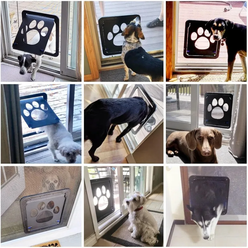 Dog Door for Screen Door, Flap Opening 12 x 14 inches, Screen Door with Doggie Door Built in, Magnetic Self-Closing