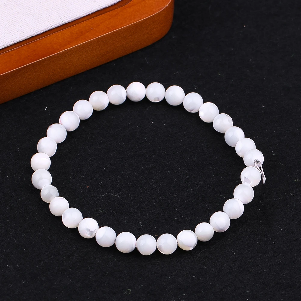 20pcs 7mm Natural Trochus Shell Beads White Mother of Pearl Round Loose Spacer Bead for Jewelry Making DIY Bracelet Necklace