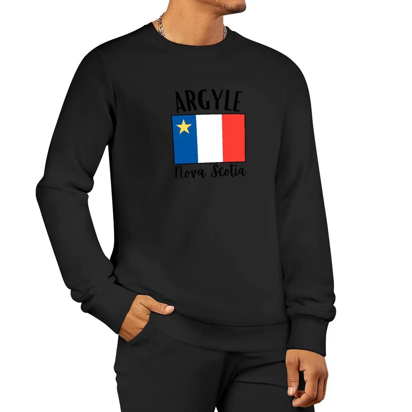 

Argyle Acadian Flag Pullover Hoodie hooded shirt clothes for men anime clothing oversize sweatshirts