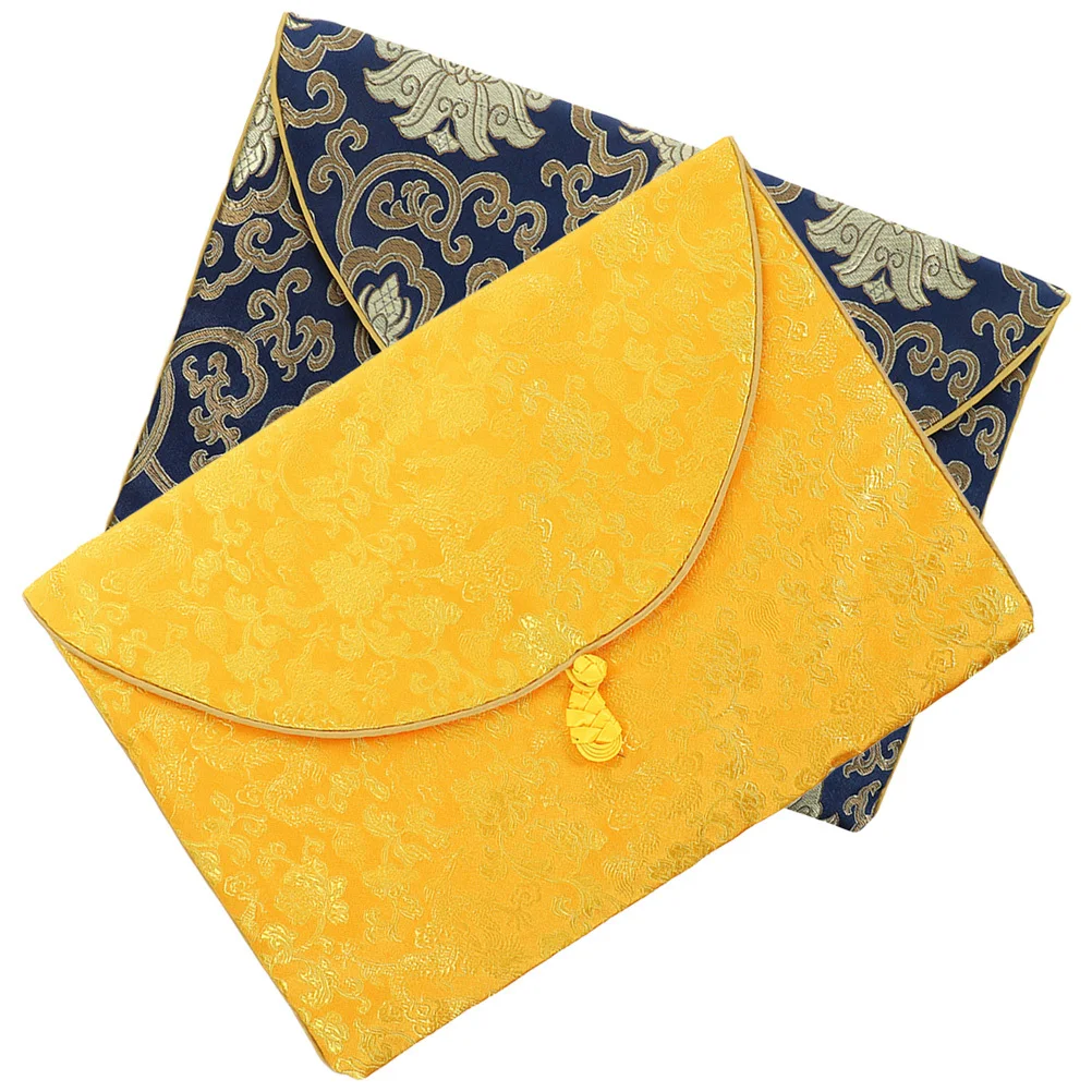 2 قطعة الكتب المقدسة الحقيبة الديباج حقيبة ملابس العرقية نمط تخزين المجوهرات للكتب البوذية أشتات المنظم حامل الملفات دفتر #3