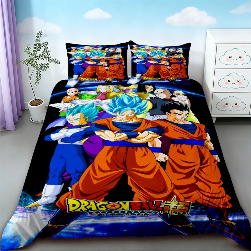 

Teens Dragon Ball Duvet Cover Set Goku Breathable Bedding Set Twin Single Size for Bedroom Dormitory Decor Holiday Gifts