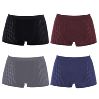 4Pcs Men's Bamboo Boxer Briefs Ultra Soft Anti Odor Underwear Breathable Mesh with Ventilation Holes Stretch Comfort for Daily