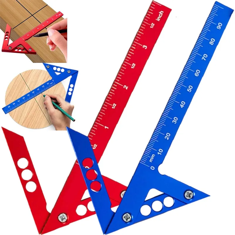 

Wood Measuring Tool Center Finder Woodworking Square 45/90 Degree Right Angle Line Gauge Aluminum Center Scribe Carpenter Ruler