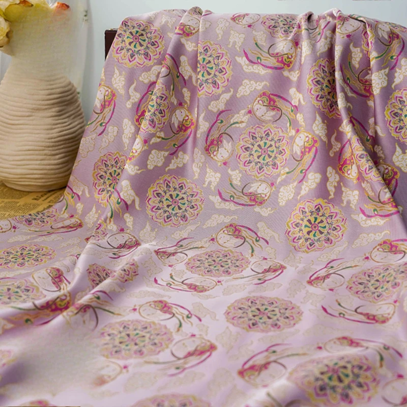 

Ткань Flying Rabbit Dunhuang: Новая китайская ретро-ткань с золотым плетением и цветочным узором, окрашенная в массе, для детских жилетов и пошива одежды, оптом