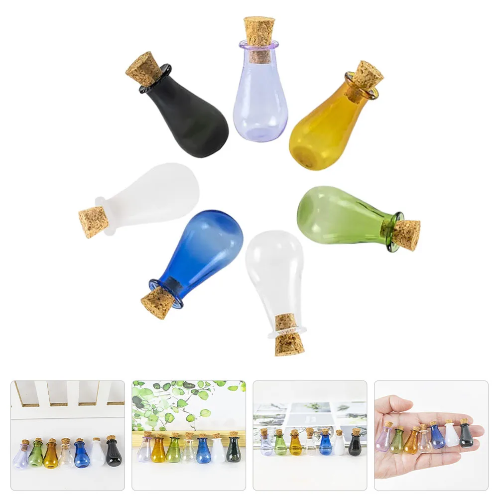 

7Pcs Colored Glass Wishing Bottles Mini Drift Bottles Wood Cork Storage Jars for Wedding Home Decor DIY Crafts